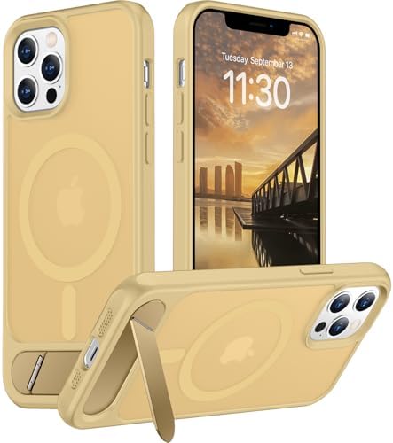 Temdan Magnetic Compatible with iPhone 12 Case & iPhone 12 Pro Case, [Built-in Invisible Kickstand][Compatible with MagSafe][Military Grade Shockproof] Slim Translucent Matte Phone Case 6.1" by Temdan