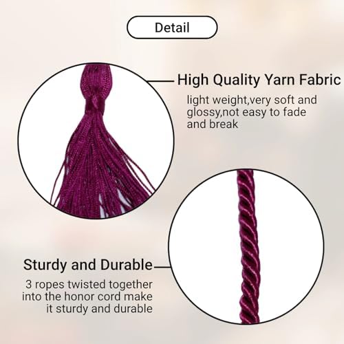 Graduation Honor Cords, 68" Long (Maroon) - Image 2