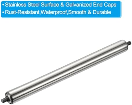 PATIKIL Conveyor Roller 3" Diameter 22" Length, 1 Pack Stainless Steel Transmission Replacement Part Galvanized End, Silver - Image 3