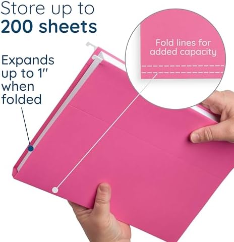 Blue Summit Supplies 25 Hanging File Folders, Letter Size, Pink - Image 3