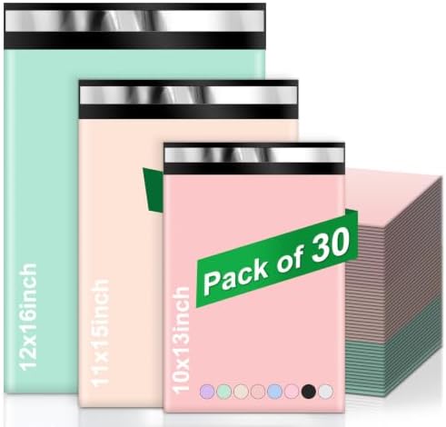 Oududianzi Variety Poly Mailers, 30 Pack Shipping Envelopes, Plastic Packaging Bags, Self-Seal Polymailers, Mailers Poly Bags, Shipping Bags for Small Business (10 Each: 10x13, 11x15, 12.5x16) by Oududianzi