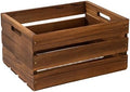 Rustic Wooden Crates with Handles, Dark Brown Wood Storage Crates by Unknown