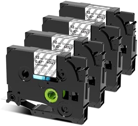 Compatible with Brother P-Touch Label Tape White on Clear TZe-135 12mm by Oozmas