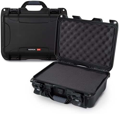 NANUK 915 Hard Case with Cubed Foam – Compact Waterproof Travel Camera Hard Case with Padded Dividers, 13.8” x 9.3” x 6.2” – Dustproof and Impact Resistant, Airline Carry-On Approved – Black by NANUK