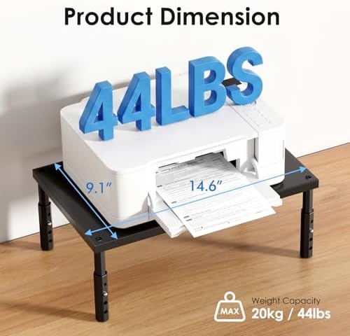ECOLOVI Adjustable Wood Computer Monitor Stand Riser, Office Desk Organizer and Accessories for Monitor, Laptop, PC, Printer, Office Desk Accessories Workspace Organizer for Home Office Supplies, Black - Image 6