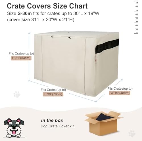 HiCaptain 30-Inch Dog Crate Cover with Mesh, Waterproof Kennel Cover, Beige - Image 5