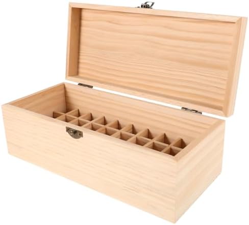 Healeved Essential Oil Storage Box Pine Wood Aromatherapy Oil Storage Organizer with Multiple Compartments Essential Case Organizer for Display Home Spa Perfume Bottle 10.55 X 4.60 X 3.93 in by Healeved