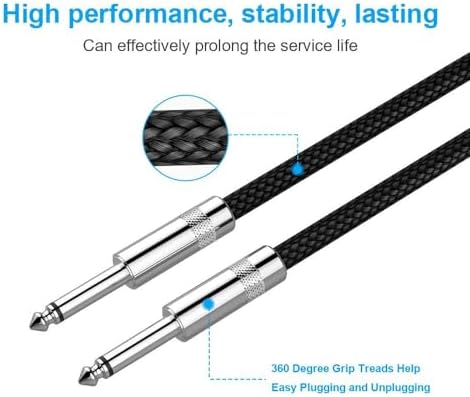 New Bee Guitar Cable 20 ft Electric Instrument Cable Bass AMP Cord 1/4 Straight to Straight for Electric Guitar, Bass Guitar, Electric Mandolin, Pro Audio (Straight Angle) - Image 4