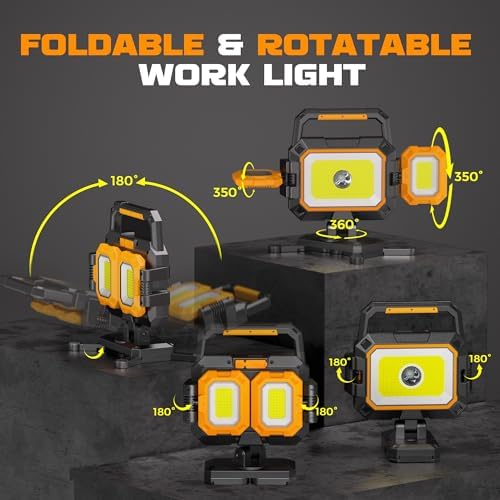 YZONI 4000LM Rechargeable LED Work Light, Magnetic Portable Shop Light - Image 4