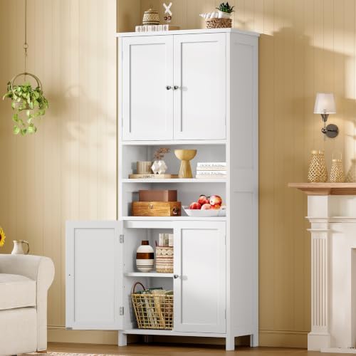 TEENFON 66.9" H Tall Bathroom Storage Cabinet with 4 Doors & 2 Open Shelves - Image 2