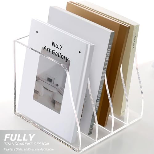 SANRUI Acrylic Desk File Organizer, Clear Magazine File Holder 4 Slot - Image 7