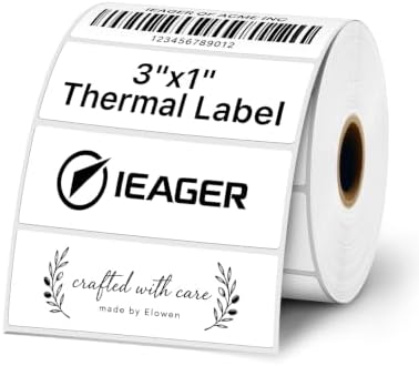 iEager 3x1 Inch Thermal Labels, White Durable Thermal Printer Stickers by ReliableThermalLabelsYouCanCountOn