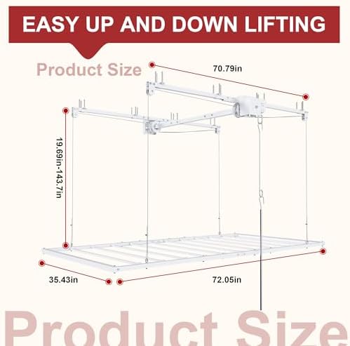 White 6x3 FT Overhead Garage Storage Rack for High Ceilings 10-12 FT - Image 7