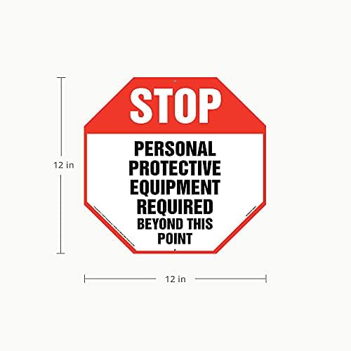 Stop: Personal Protective Equipment Required Sign, 12" x 12" Plastic with Rounded Corners and 5mm Mounting Holes in Each Corner for Indoor Use, J. J. Keller & Associates, Inc. (Pack of 2) - Image 3