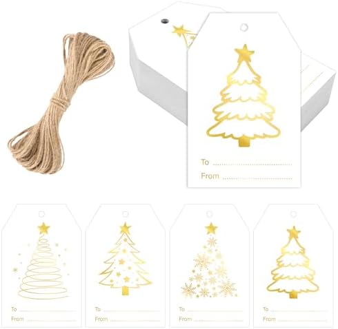 joycraft 60Pcs Christmas Name Gift Tags, 4 Styles Christmas Tree Tags by joycraft