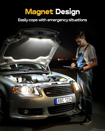 Mechanics Work Light, Under Hood Working Light Bar with Magnetic, 5600AH 3600LM Portable Cordless Work Light for Mechanic, Job Site Lighting for Underhood/Mechanic/Car Repairing/Garage -Yellow - Image 4