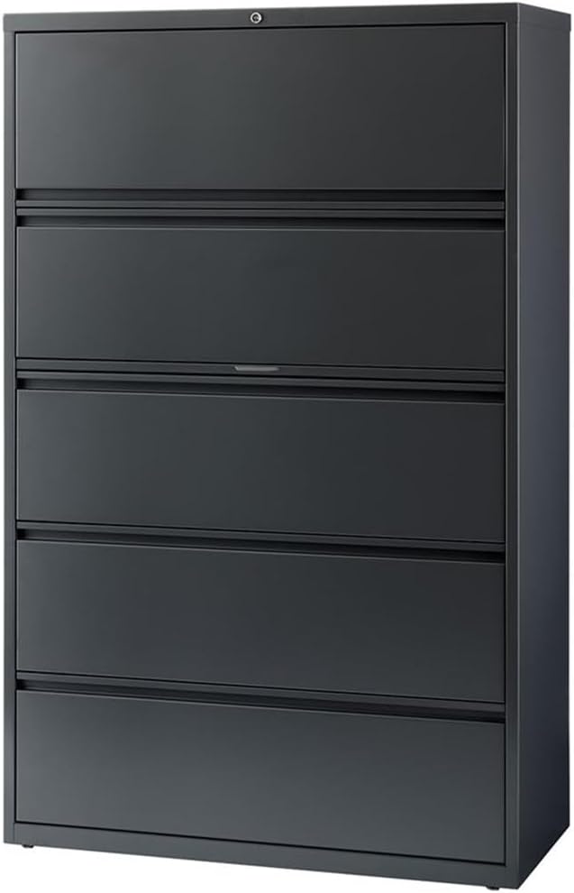 Pemberly Row 42-in Wide Metal 5 Drawer Lateral Filing Cabinet Charcoal - Image 6