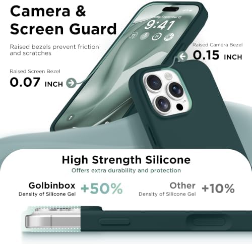 GolbinBox Magnetic for iPhone 16 Pro Case, Silicone Cover, Olive Green - Image 5
