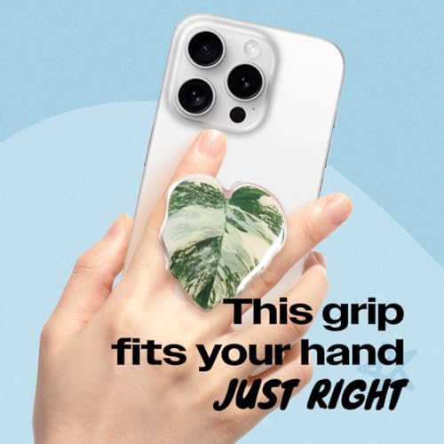 OnTheGrip Cute Acrylic Tropical Leaf Design Collapsible Expandible Mobile Phone Grip Stand Holder for Smartphone Tablet Cell Phone Accessory (Monstera Deliciosa) - Image 2