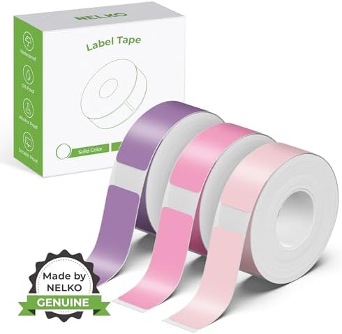 NELKO Genuine P21 Label Maker Tape,14x40mm, 3-Roll, Purple/Rose/Pink by NELKO