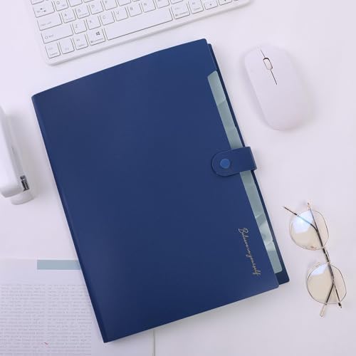 SKYDUE Expanding File Folder, Accordion File Organizer with 8 Pocket, Expandable Document Paper Receipt Holder for School Office Hospital, Letter/A4 Size Blue - Image 2