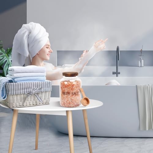 BKYFPQ 2Pcs 74 oz Bath Salt Container with Wooden Lid and Scoop - Image 5