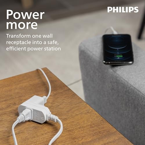Philips 3-Outlet Flat Plug Extension Cord 6 Ft, Indoor Use, Safety Slide (Pack of 12) - Image 4