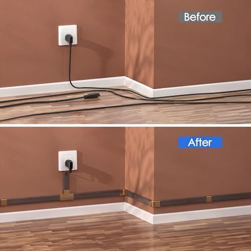 Yecaye TV Cord Hider, 125in Cord Cover, W1.18in H0.6in, Darkwood - Image 6