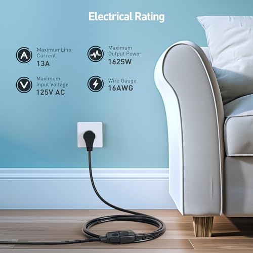 [ETL Listed] Cable Matters 2-Pack Rotating Flat Plug Extension Cord, 10ft - Image 5