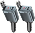 2 Pack 84W Retractable Car Charger, 4-in-1 Car Adapter USB C Fast Charging by Estbuc
