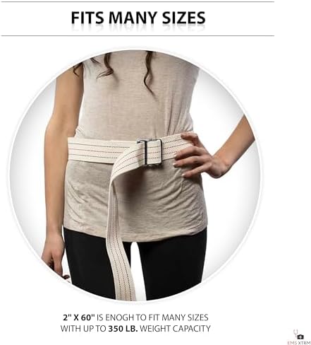 EMS XTRM Gait Belts - Essential Transfer Belts for Seniors and Physical Therapy, Durable and Comfortable, Nurses, Home Health Aides, Physical Therapists (Metal Buckle - Beige) - Image 6