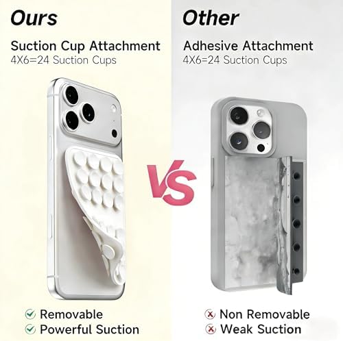 (2 Pack) Upgraded Double Sided Silicone Suction Cup Phone Case Mount, White - Image 4