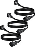 Flat Plug 3Ft Short Extension Cord, 90-Degree Plug Low Profile Power Adapter, 3-Prong Indoor Grounded Small Extension Cord Black 16AWG 13A 1625W 3 Pack by LitStar