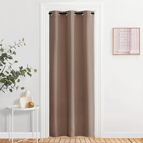 NICETOWN Sound Reducing Room Divider Curtain Screen Partition, Function Thermal Blackout Patio Door Curtain Panel, Sliding Door Insulated Curtain, Cappuccino, 2.8ft Wide x 6.7ft Long by NICETOWN
