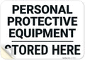 Personal Protective Equipment Stored Here Sign, 10x7 Inches, 4 Mil Vinyl Decal Stickers Weather Resistant, Made in USA by SigoSigns