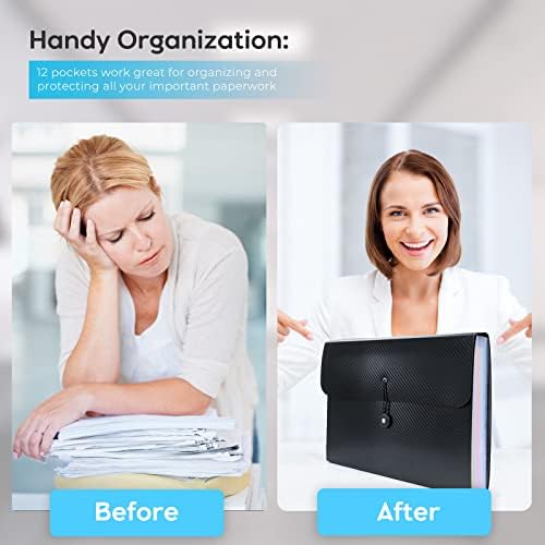Accordion File Organizer, Expanding File Folder for Sorting Documents and Papers, 13 Pockets File Storage Organizer for Home, Travel and Office Use (Black) - Image 6