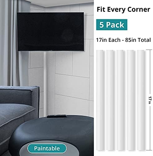 ZhiYo 85in Corner Cable Hider for 3-5 Cords, Wall & Floor Cord Hider White - Image 6