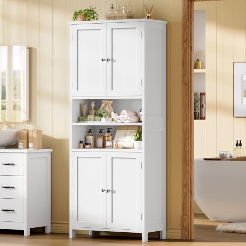 TEENFON 66.9" H Tall Bathroom Storage Cabinet with 4 Doors & 2 Open Shelves - Image 7