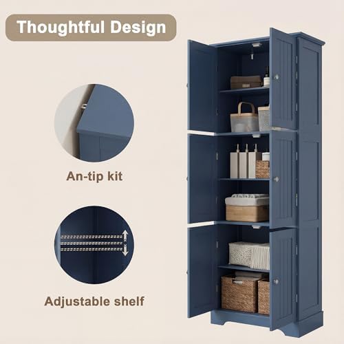 ChooChoo 63.2" Tall Bathroom Storage Cabinet with 6 Doors - Image 5