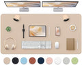 Bloss Extra Large Leather Desk Mat 47.2" x 24" Non-Slip Dressing Table Cover Protector, Waterproof Student Study Desk Mat, PU Leather Computer Writing Desk Pad for Home Office and Decor - Beige by Bloss