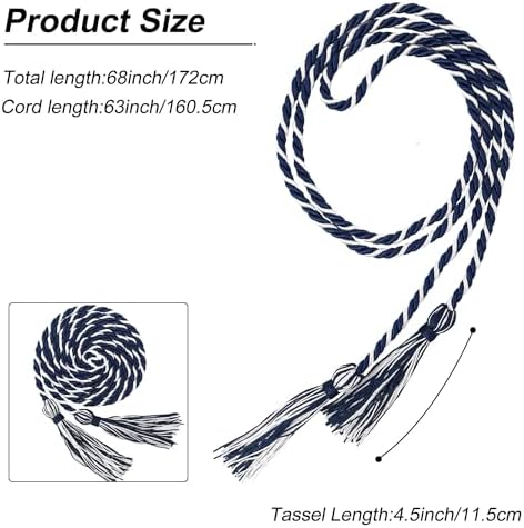 GraduationMall Graduation Honor Cord 68" NavyWhite - Image 4