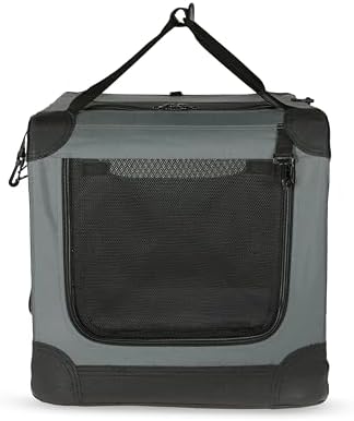 Amazon Basics Portable Folding Soft Dog Crate, 4-Doors, Collapsible Travel Kennel for Cat, Dog, and Small Animals, Quick Setup, Small 26" x 18" x 18", Grey - Image 5