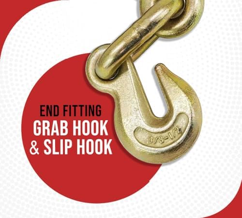 Heavy Duty Specialty Pro Ratchet Load Chain Binder w/Grab Hook & Slip Hook | 1/2" Grab Hook & 5/8" Slip Hook - 1/2" Grab Hook | 15,000 Lbs Load Limit | Chain Binders for Flatbed Truck Trailer 2 Pack - Image 4