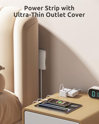 3FT Short Extension Cord with Outlet Cover, 3 Outlets and 4 USB Ports - Image 3