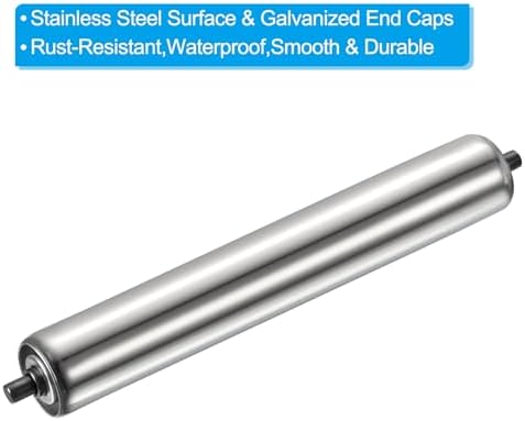 PATIKIL Conveyor Roller 3.5" Diameter 18" Length, 2 Pack Stainless Steel Transmission Replacement Part Galvanized End, Silver - Image 3
