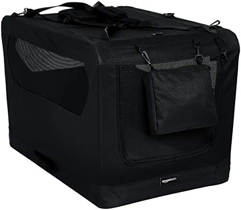 Amazon Basics Foldable Portable Soft Pet Dog Crate Carrier Kennel, 36 x 24 x 24 inches, Black by AmazonBasics
