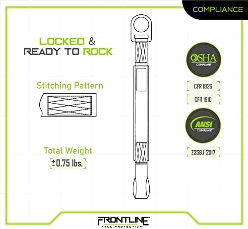 Frontline Fall Protection COS06R Concrete Anchor Strap with One Loop End and One D-Ring End 6' | | ANSI & OSHA Compliant | Pour-in Disposable Anchor | 5000 lbs. Capacity | Color Orange/Black - Image 5