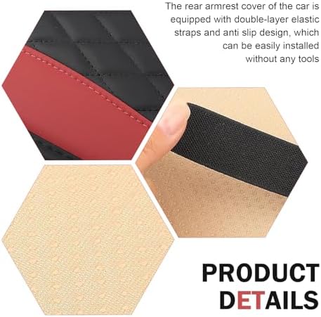 Car Center Console Cover, Upgraded Patchwork Leather Arm Rest Cover with Side Storage Pockets, Comfortable Auto Armrest Protector Cushion, Universal Middle Console Pad for SUV, Sedan (Red) - Image 5