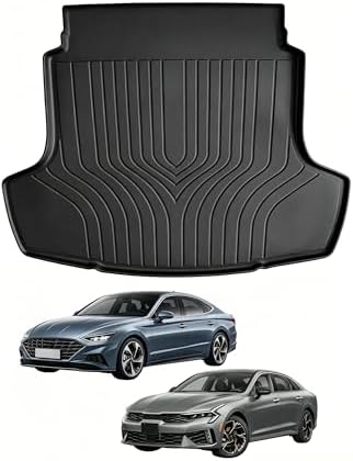 Joruoo-All Weather Cargo Liner Fit for Hyundai Sonata 2020-2026 & Kia K5 Only FWD 2021-2026 Car Cargo Mat TPE Automotive Trunk Mat Custom Accessories by JORUOOServeyouwellalltheway