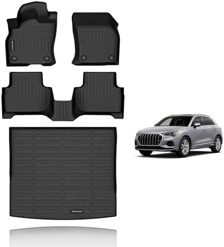 KELCSEECS Floor Mats & Cargo Liner Custom for Audi Q3 2025 2024 2023 2022 2021 2020 2019 Car Mats Automotive Cargo Mat Floor Liners Trunk Mat Q3 All Weather Floor Mats Trunk Liner Black by KELCSEECS